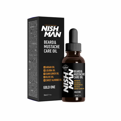 Nish Man Baard en Snor Olie Gold One 30 ml - 3 Stuks