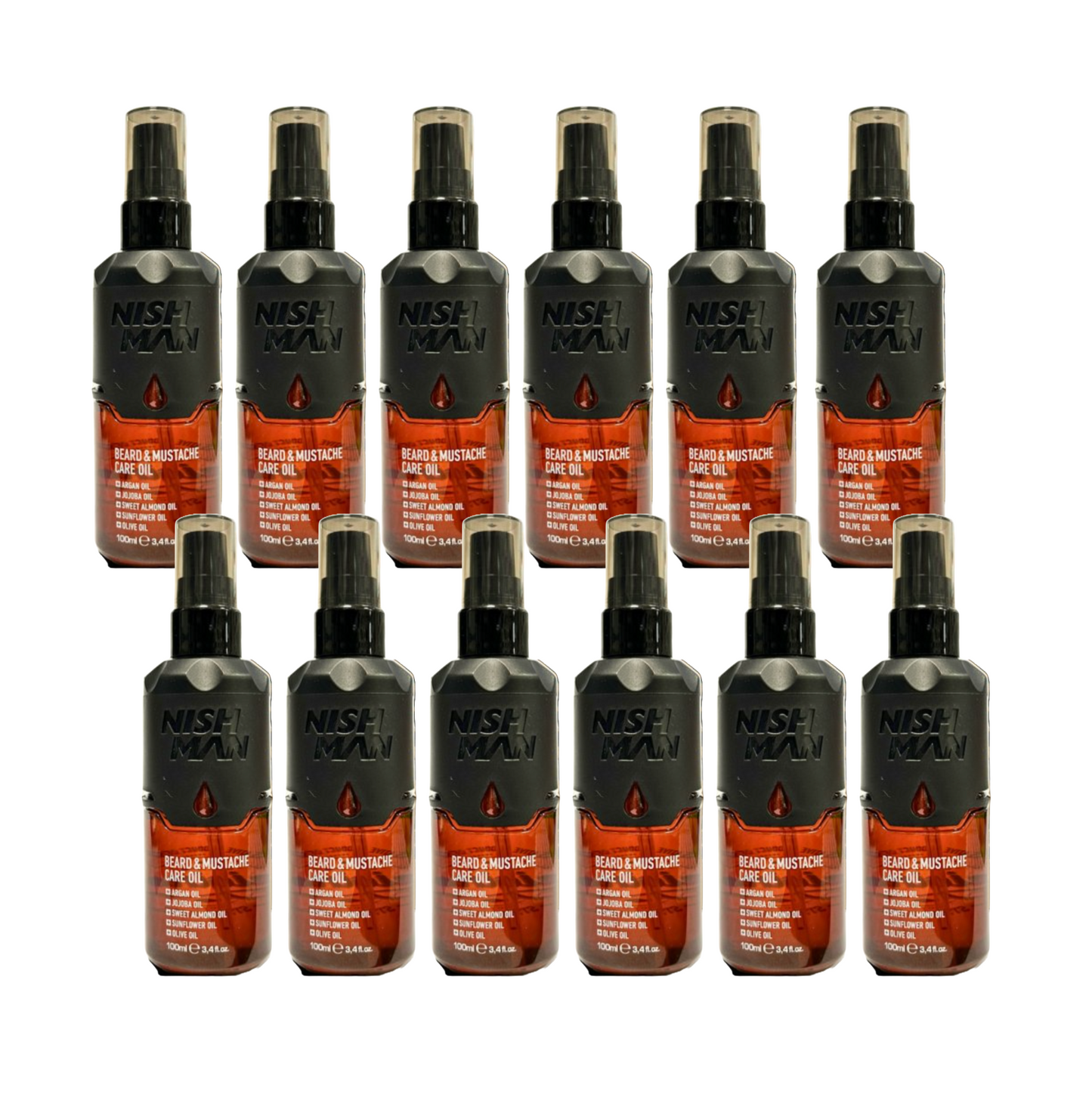 Nish Man Beard and Mustache Care Oil 100ml - 12 PCS