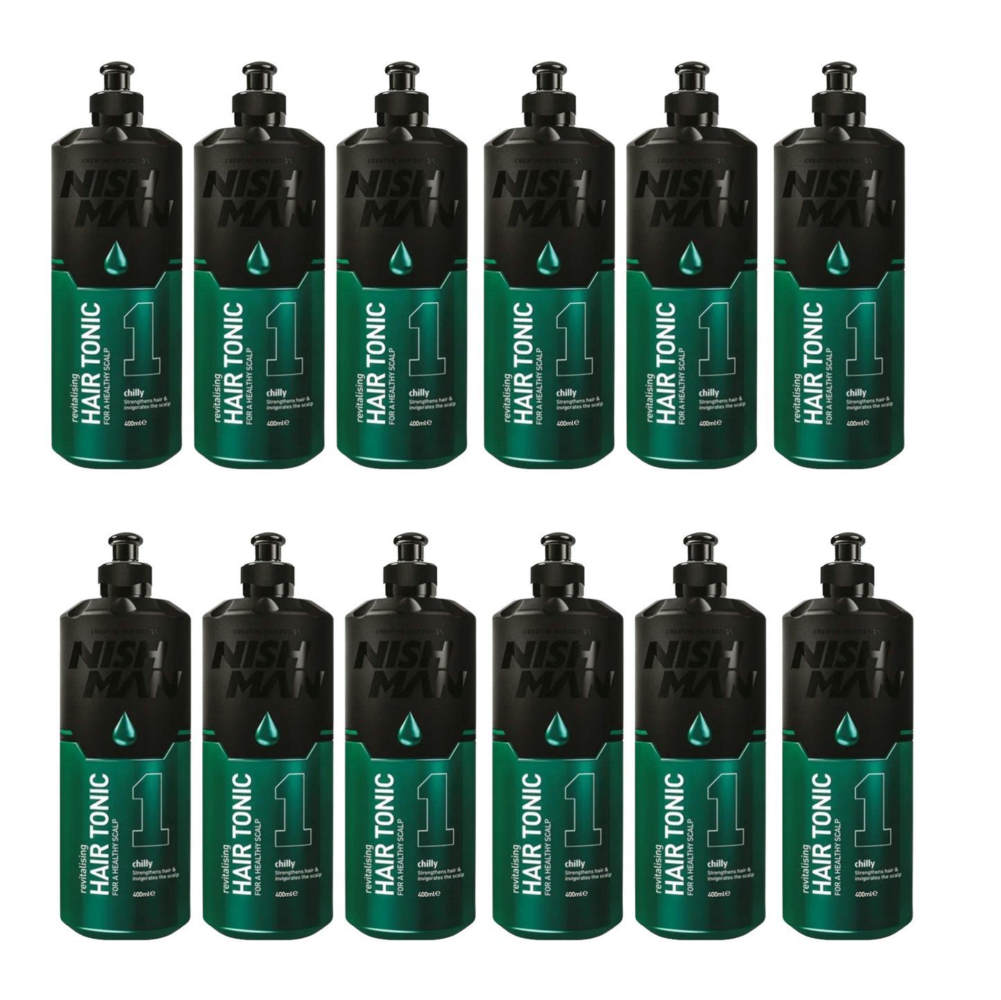 Nish Man Haarwasser 1 Chilly 400ml - 12 Pack