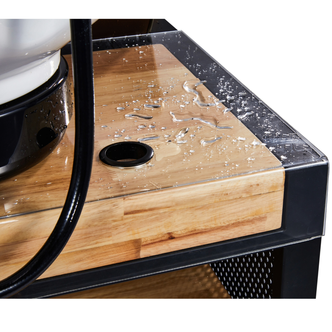 Mirplay Washing Unit Basil BLACK/WOOD Black Washbasin - Electric footrest