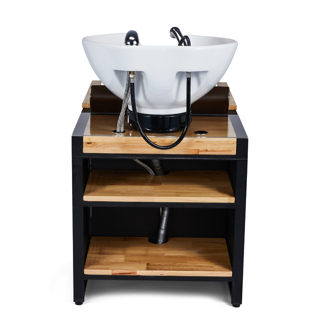 Mirplay Washing Unit Basil BLACK/WOOD Black Washbasin - Electric footrest