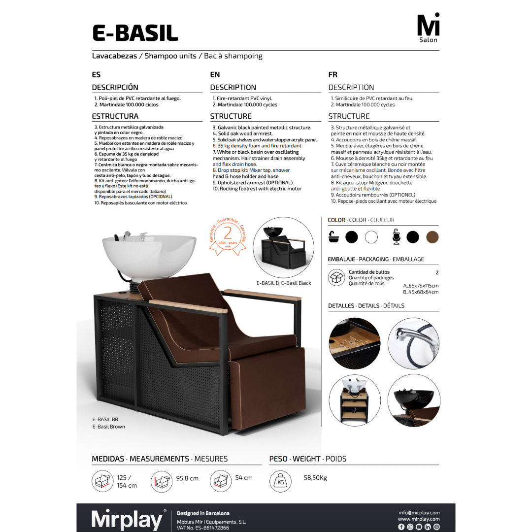 Mirplay Washing Unit Basil BLACK/WOOD Black Washbasin - Electric footrest