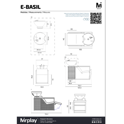 Mirplay Washing Unit Basil BLACK/WOOD Black Washbasin - Electric footrest