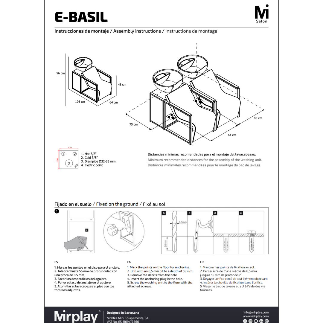 Mirplay Washing Unit Basil BLACK/WOOD Black Washbasin - Electric footrest