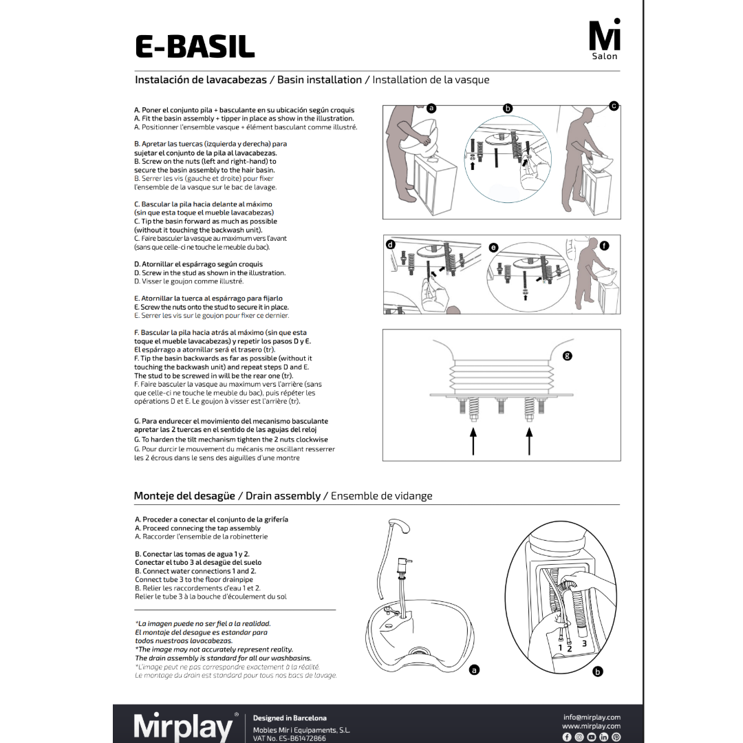 Mirplay Washing Unit Basil BLACK/WOOD Black Washbasin - Electric footrest