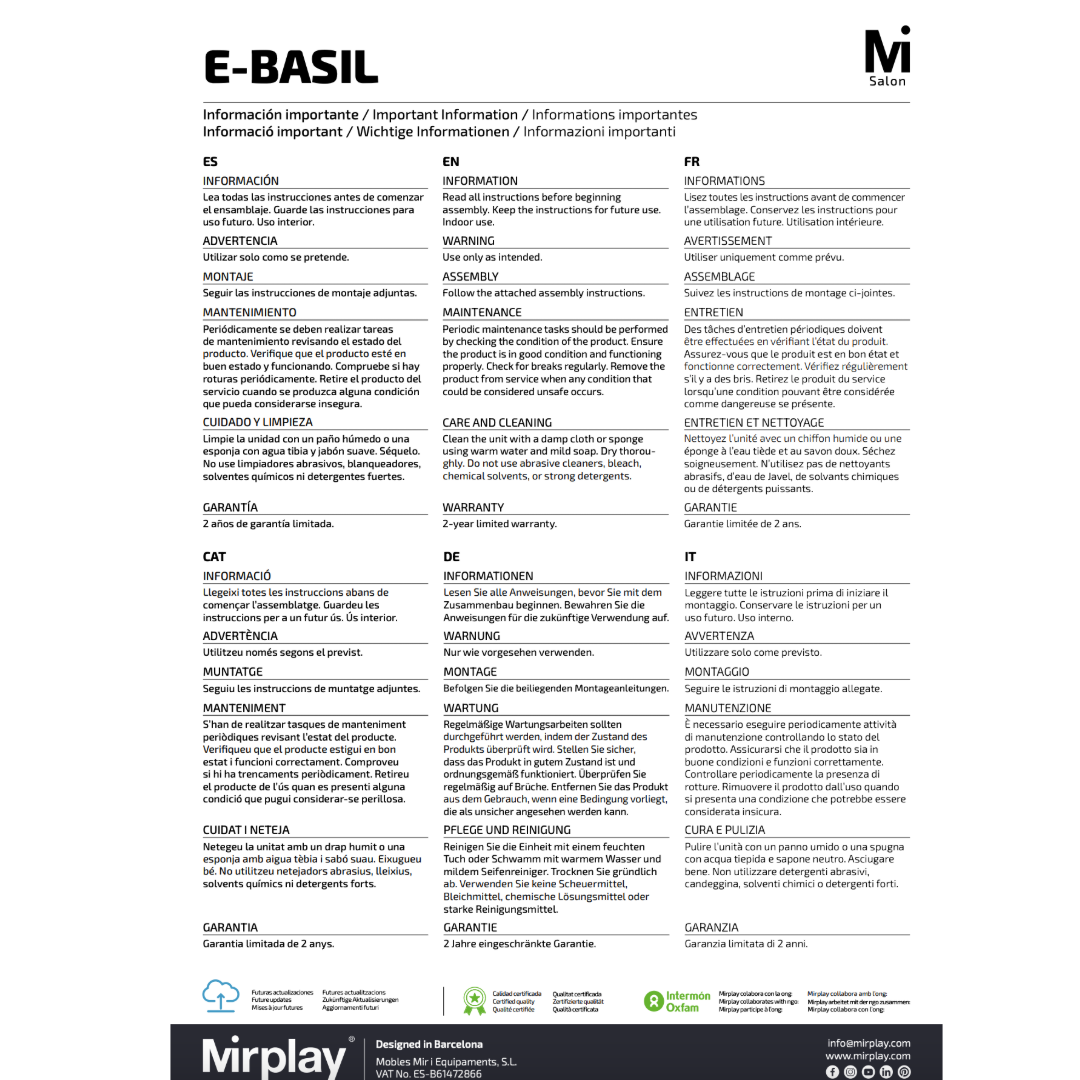 Mirplay Washing Unit Basil BLACK/WOOD Black Washbasin - Electric footrest