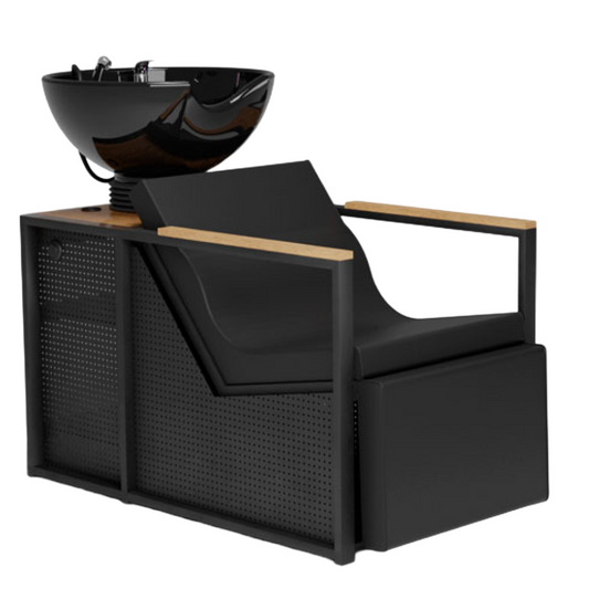 Mirplay Washing Unit Basil BLACK/WOOD Black Washbasin - Electric footrest