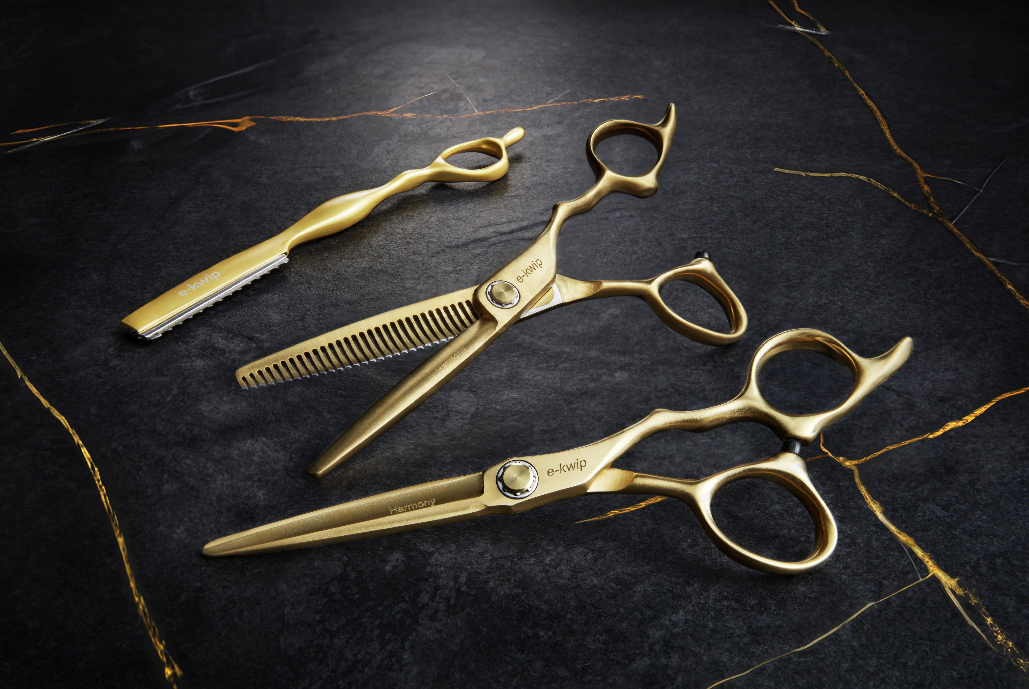 E-Kwip Scissor Harmony Set Matt-Gold – Barberfriends