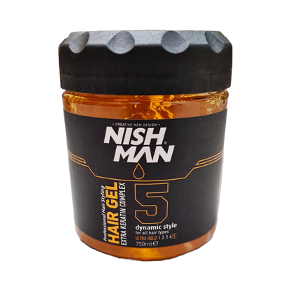 Nish Man Haargel Extra Keratine Complex 750ML - 3 Stuks