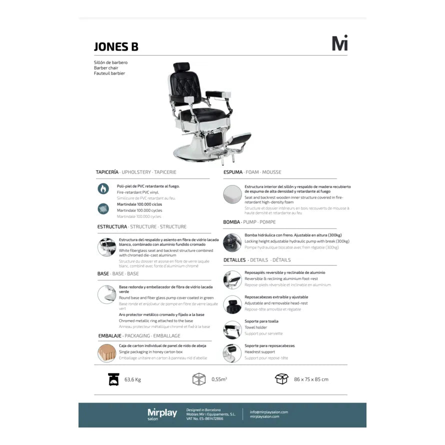 Mirplay Barberchair Kirk Black / Chrome B