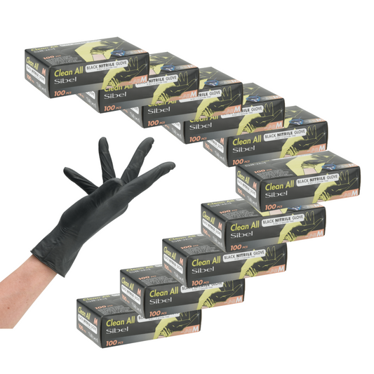 Sibel Black Nitrile Gloves 100 pieces Size M - 10 Pack