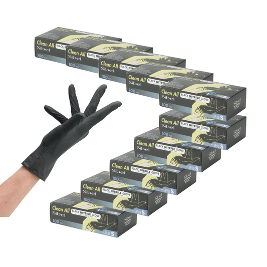 Sibel Black Nitrile Gloves 100 pieces Size S - 10 Pack