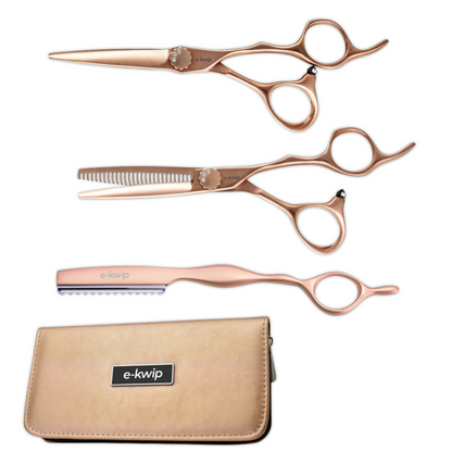 E-Kwip Kirei Matt-Rose Friseurscheren-Set