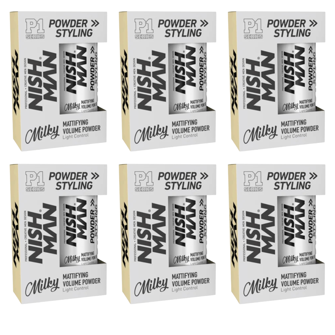 Nish Man P1 MILKY - Mattifying Volume Powder Light Control 20Gr. - 6 Pack