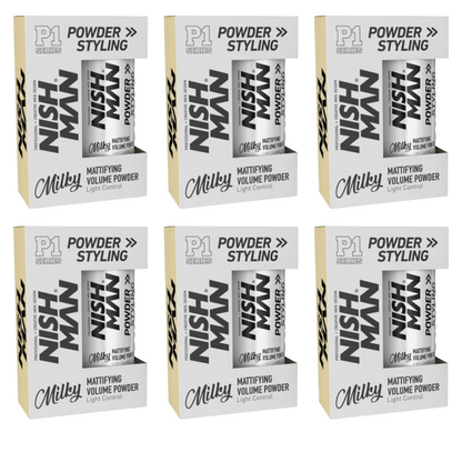 Nish Man P1 MILKY - Mattifying Volume Powder Light Control 20Gr. - 6 Pack
