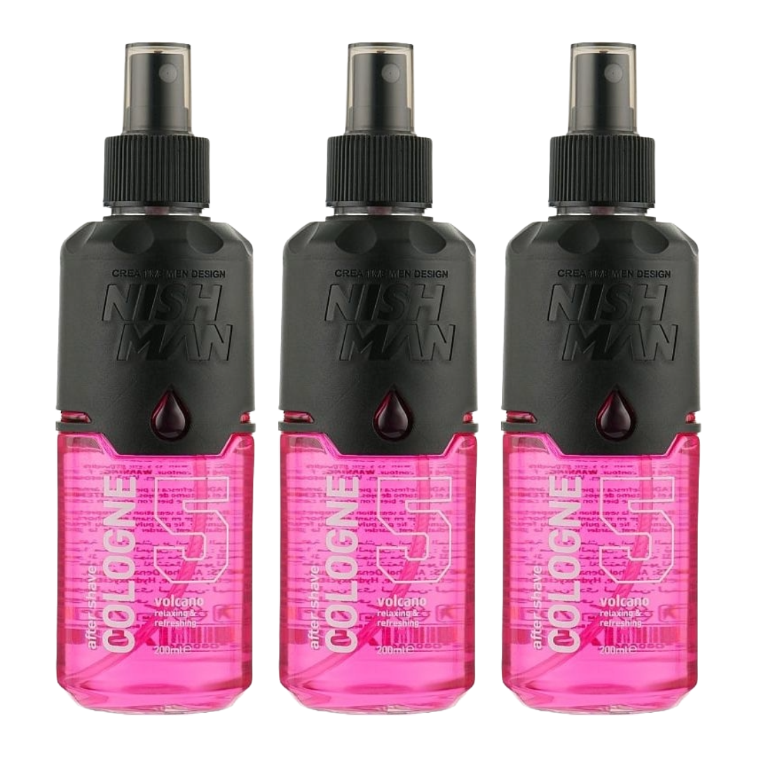 Nish Man After Shave Cologne nr 5 Volcano 400ml - 3 Pack