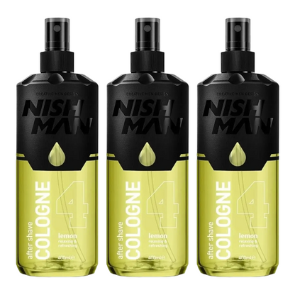 Nish Man Aftershave Cologne 4 LEMON 400ml - 3 Pack