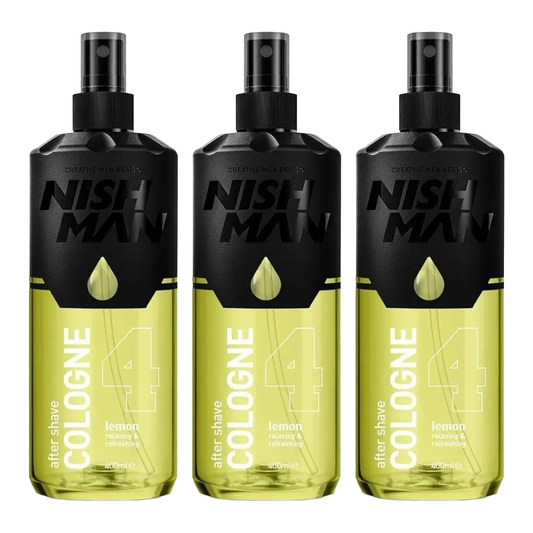 Nish Man Aftershave Cologne 4 LEMON 400ml - 3 Pack