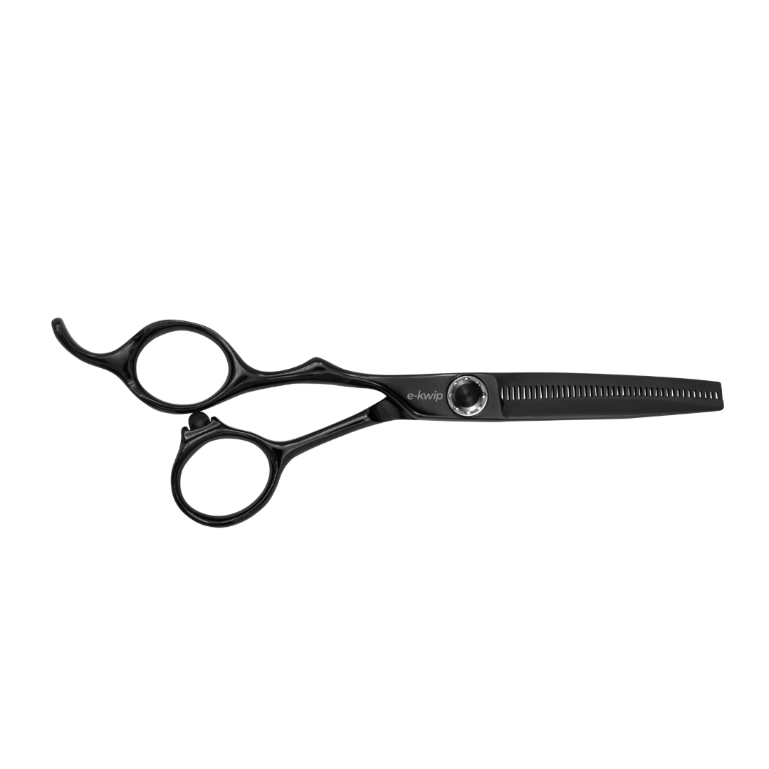 E-Kwip Kuro Friseurscheren-Set, Schwarz Linkshänder + Gratis E-Kwip Rasiermesser