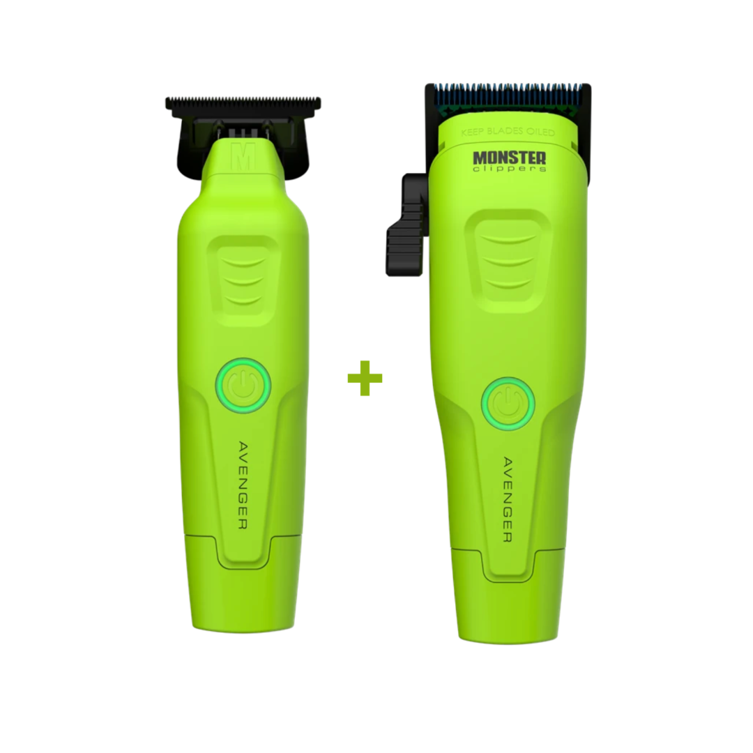 Monster Clippers Avenger Hair Clipper + Avenger Trimmer Set Lime Green