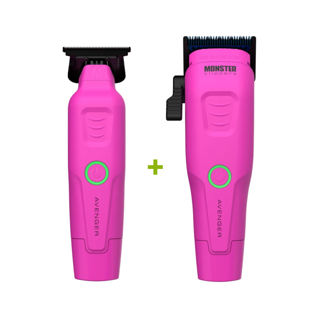 Monster Clippers Avenger Haarschneidemaschine + Avenger Trimmer Set – Rosa