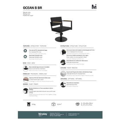 Mirplay Ocean Black Hairdressing Chair on Round Black Base