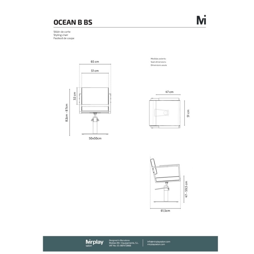 Mirplay Ocean Black Barber Chair on Square Black Base