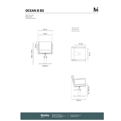 Mirplay Ocean Black Barber Chair on Square Black Base