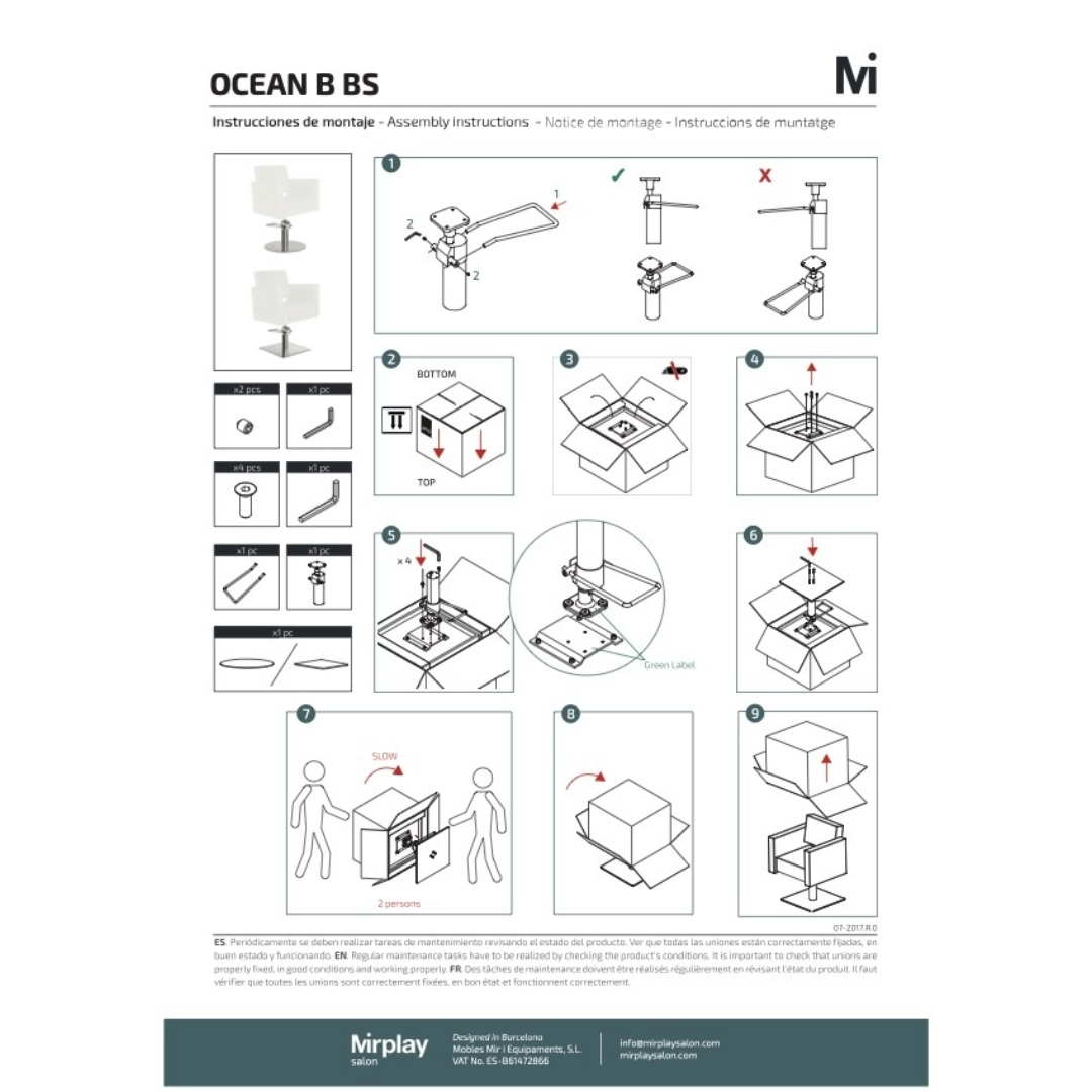 Mirplay Ocean Black Barber Chair on Square Black Base