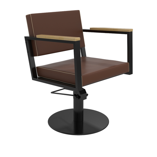 Mirplay Ocean Brown Barber Chair on Round Black Base