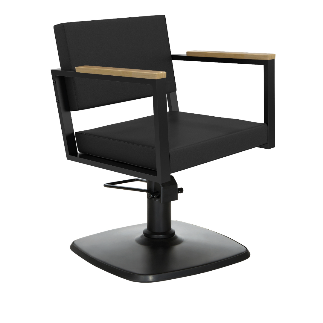 Mirplay Ocean Black Hairdressing Chair on Square Black Trumpet Base