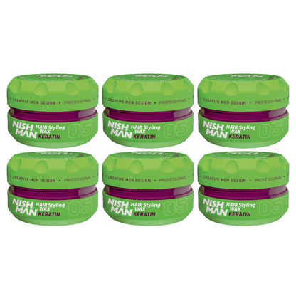 Nish Man Haarstyling-Wachs KERATIN 05 - 150 ml - 6 Stücks