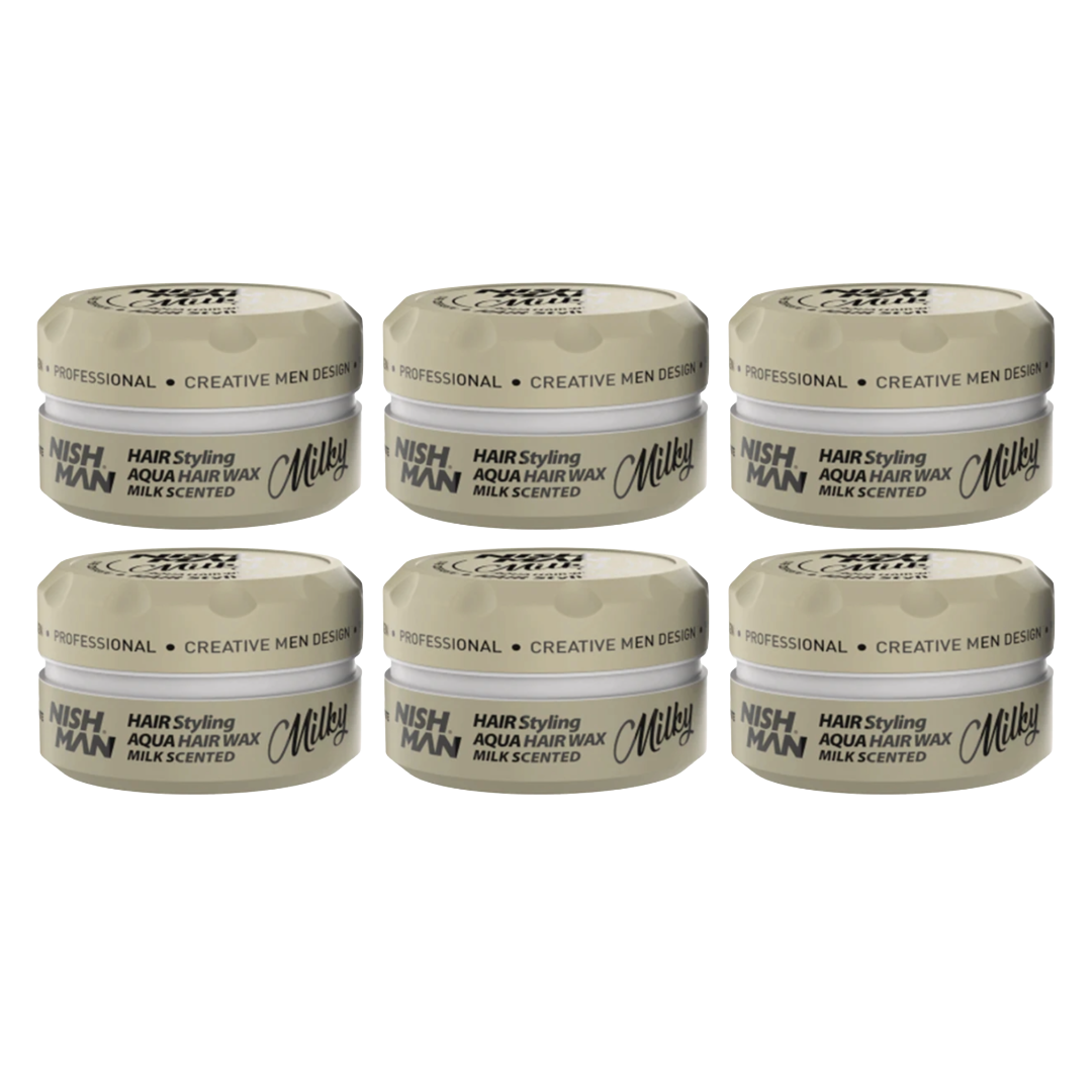 Nish Man MILKY Aqua Hair Wax 150ml - 6 Pieces