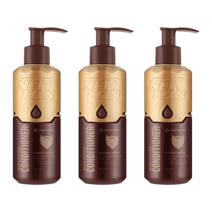 Nish Man Baard- en Snorconditioner met Panthenol 200 ml - 3 Stuks
