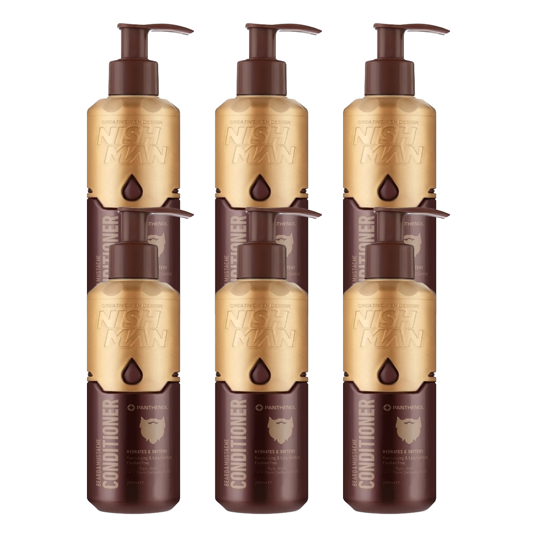 Nish Man Beard & Mustache Conditioner with Panthenol 200 ml - 6 Pieces