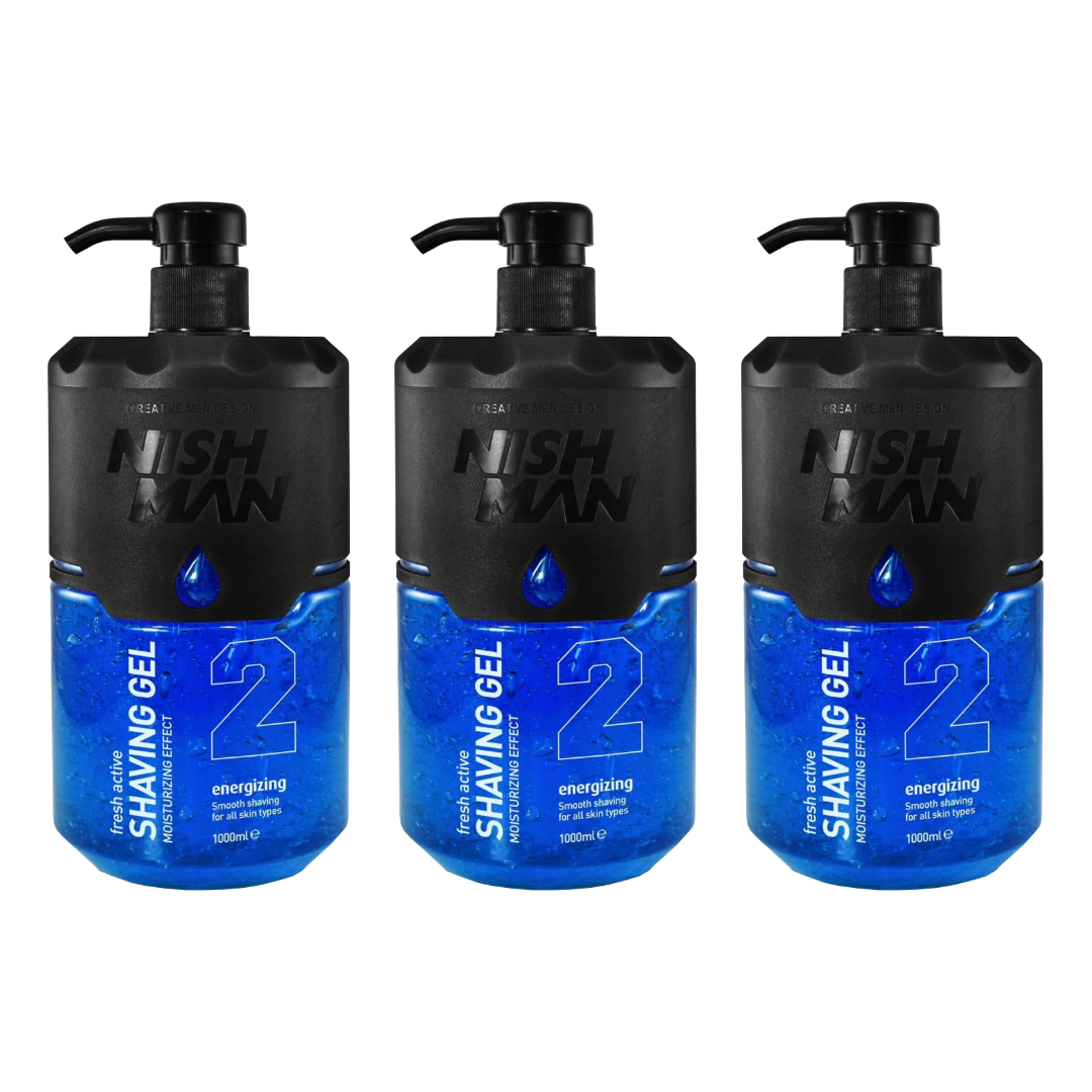 Nish Man Scheergel 2 Energizing 1000ml - 3 Stuks