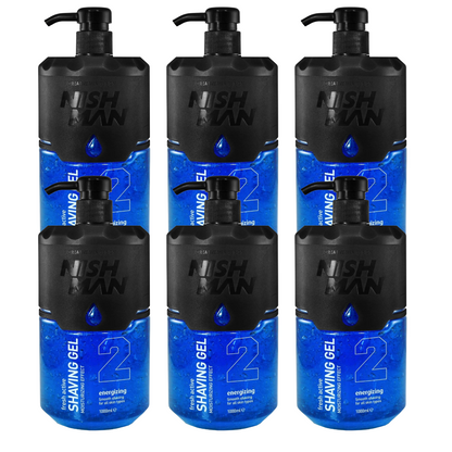 Nish Man Shaving Gel 2 Energizing 1000ml - 6 Pieces