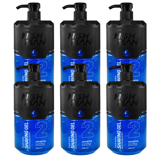 Nish Man Scheergel 2 Energizing 1000ml - 6 Stuks