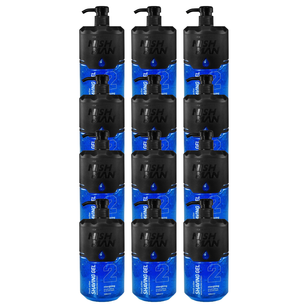 Nish Man Shaving Gel 2 Energizing 1000ml - 12 Pieces