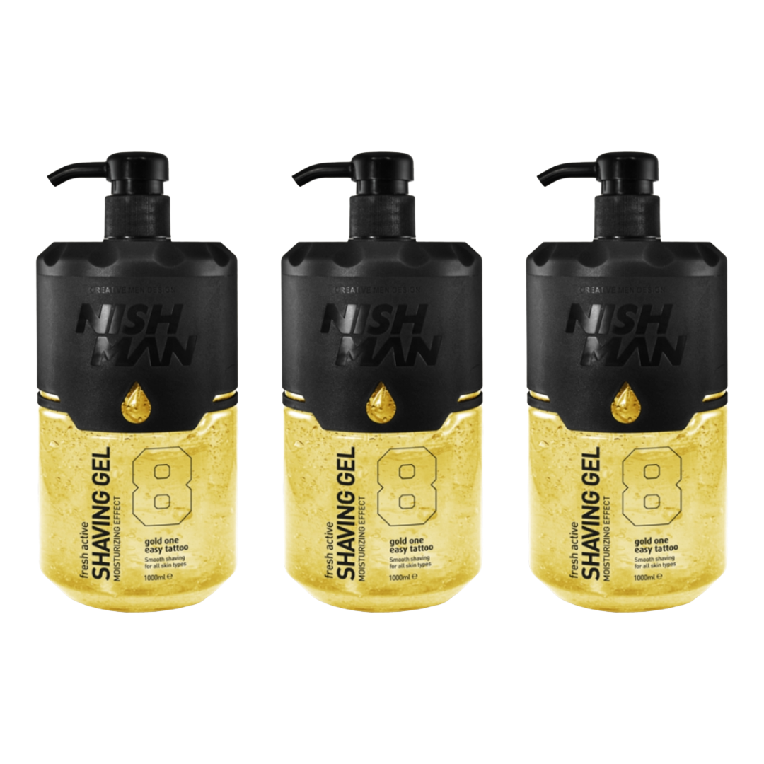 Nish Man Rasiergel 8 Gold One 1000ml - 3 Stück 