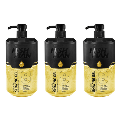 Nish Man Rasiergel 8 Gold One 1000ml - 3 Stück 