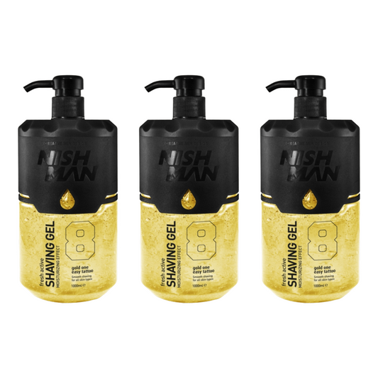 Nish Man Scheergel 8 Gold One 1000ml - 3 Stuks