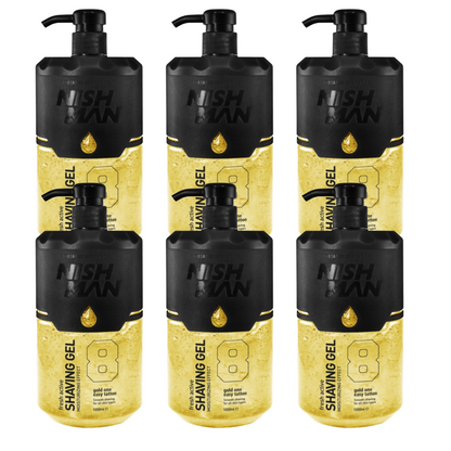 Nish Man Rasiergel 8 Gold One 1000ml - 6 Stück 