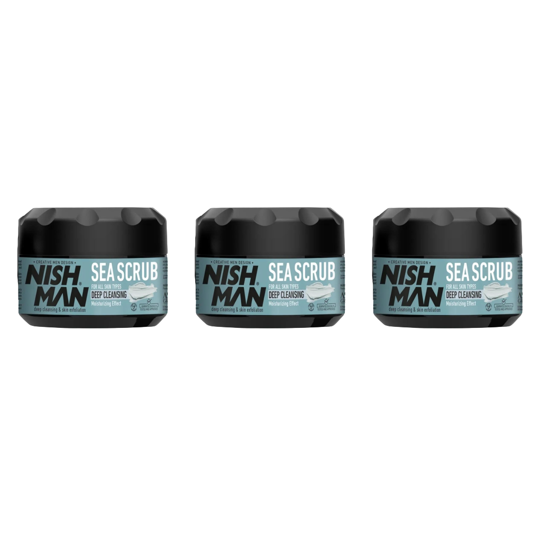 Nish Man Facial Sea Scrub 300ml - 3 Stuks