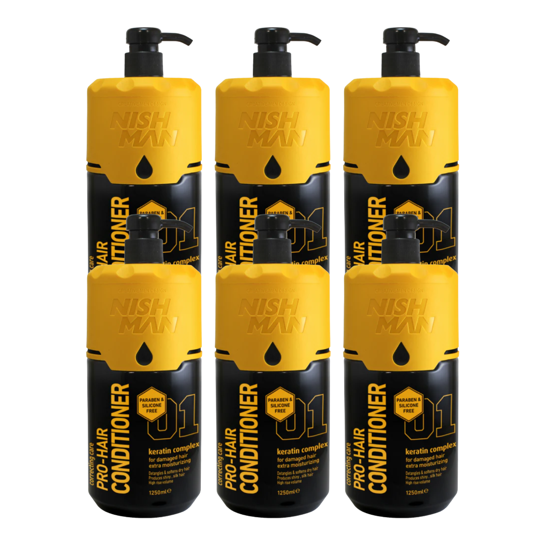 Nishman Conditioner Siliconen- & Parabeenvrij 1250 ml - 6 Stuks