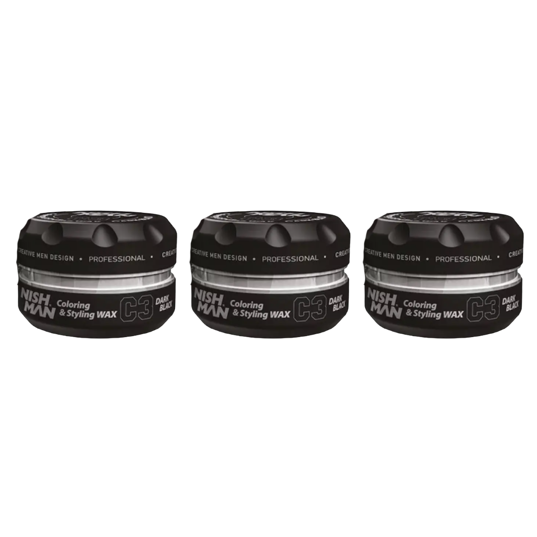 Nish Man Styling Wax Dark Black - 3 Stuks