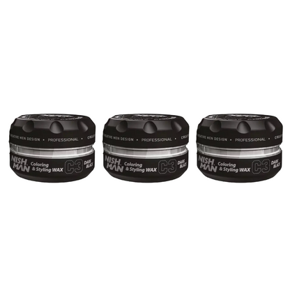 Nish Man Styling Wax Dark Black - 3 Stuks