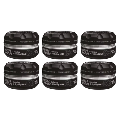 Nish Man Styling Wax Dark Black - 6 Pieces