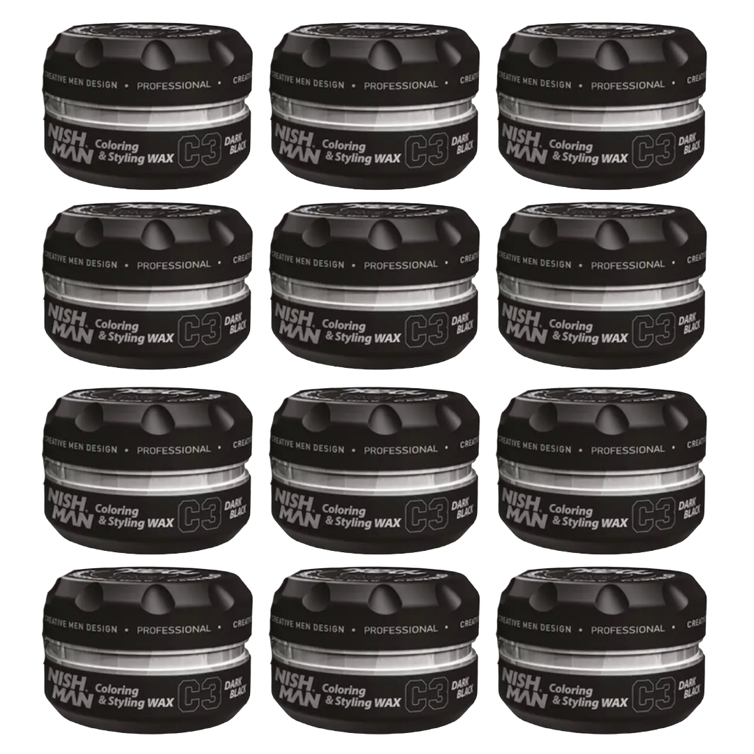 Nish Man Styling Wax Dark Black - 12 Pieces