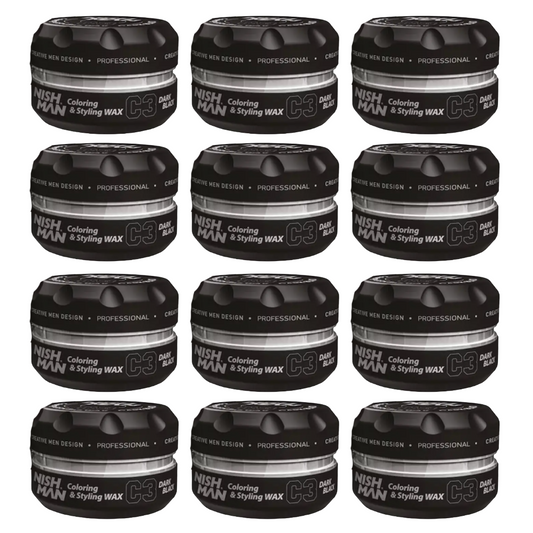 Nish Man Styling Wax Dark Black - 12 Stuks